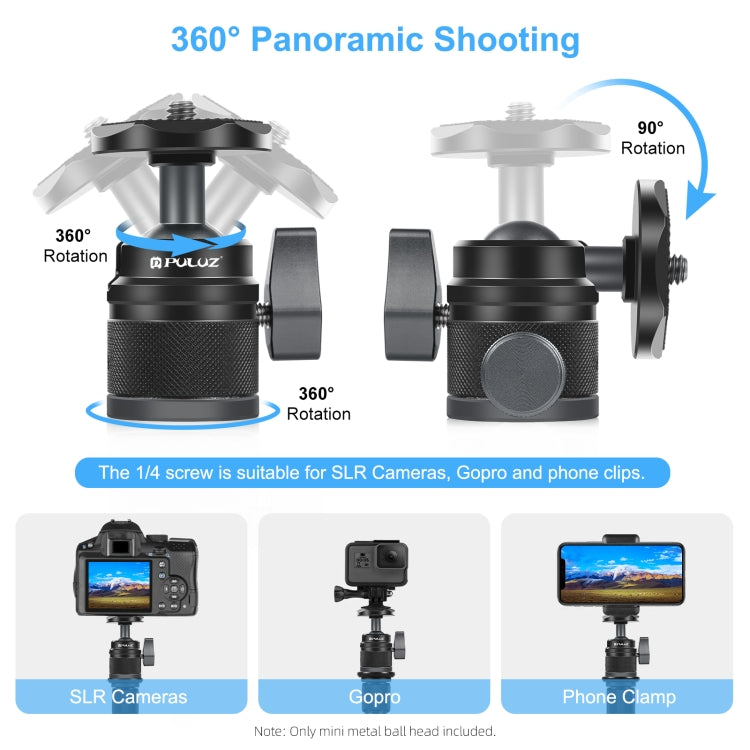 PULUZ 360 Panorama Aluminum Alloy Tripod Ball Head Adapter with Knob Lock, 360 Panorama