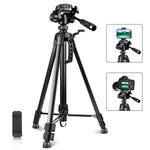 PULUZ Aluminum Selfie Live Tripod Mount with Three-dimensional Head & Phone Clamp, Adjustable Height: 55-139cm