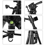 PULUZ Aluminum Selfie Live Tripod Mount with Three-dimensional Head & Phone Clamp, Adjustable Height: 55-139cm