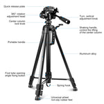 PULUZ Aluminum Selfie Live Tripod Mount with Three-dimensional Head & Phone Clamp, Adjustable Height: 55-139cm