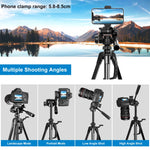 PULUZ Aluminum Selfie Live Tripod Mount with Three-dimensional Head & Phone Clamp, Adjustable Height: 55-139cm