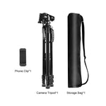PULUZ Aluminum Selfie Live Tripod Mount with Three-dimensional Head & Phone Clamp, Adjustable Height: 55-139cm