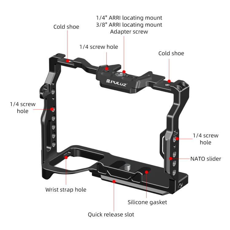 PULUZ Metal Camera Cage Stabilizer Rig for Sony A7 IV / ILCE-7M4 / A7M4 / A7M3 / A7R3  / A7R III / A7R5, For Sony A7 IV Cage