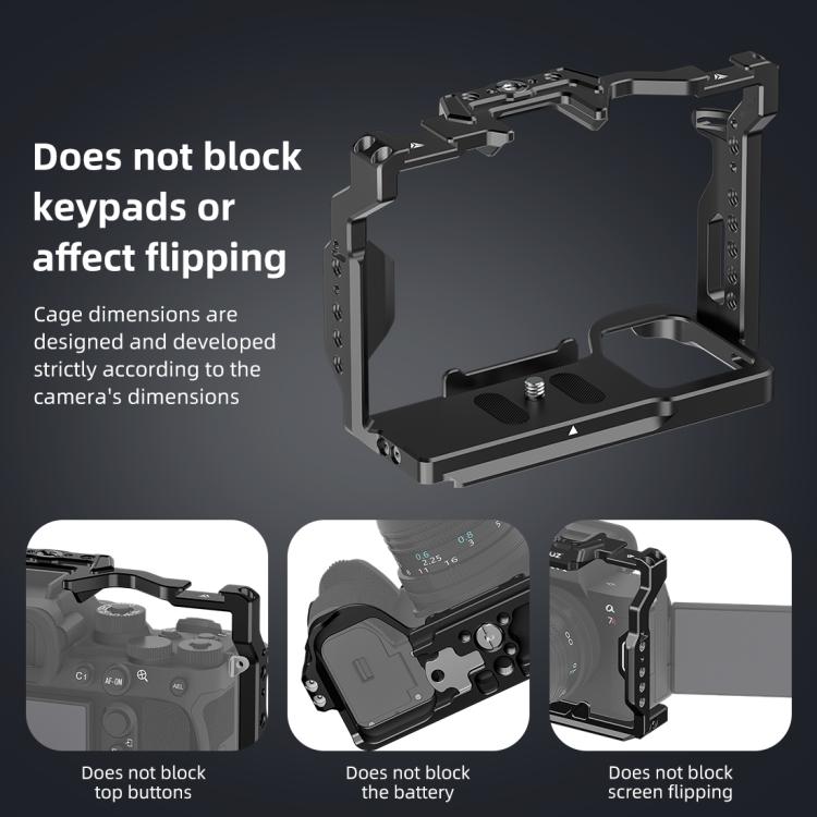 PULUZ Metal Camera Cage Stabilizer Rig for Sony A7 IV / ILCE-7M4 / A7M4 / A7M3 / A7R3  / A7R III / A7R5, For Sony A7 IV Cage