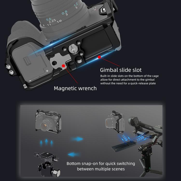 PULUZ Metal Camera Cage Stabilizer Rig for Sony A7 IV / ILCE-7M4 / A7M4 / A7M3 / A7R3  / A7R III / A7R5, For Sony A7 IV Cage