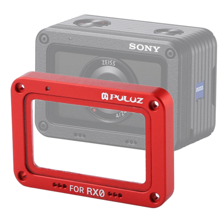 PULUZ Aluminum Alloy Flame + Tempered Glass Lens Protector for Sony RX0 / RX0 II, with Screws and Screwdrivers, Front Flame Red