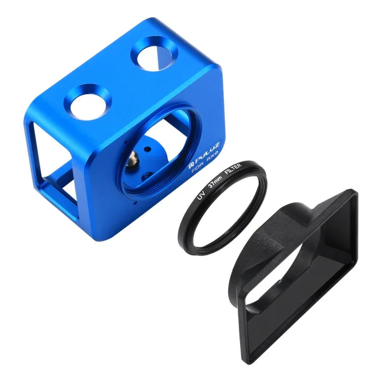 PULUZ for Sony RX0 Aluminum Alloy Protective Cage + 37mm UV Filter Lens + Lens Sunshade with Screws and Screwdrivers, Cage Black, Cage Gold, Cage Blue, Cage Red, Cage Silver