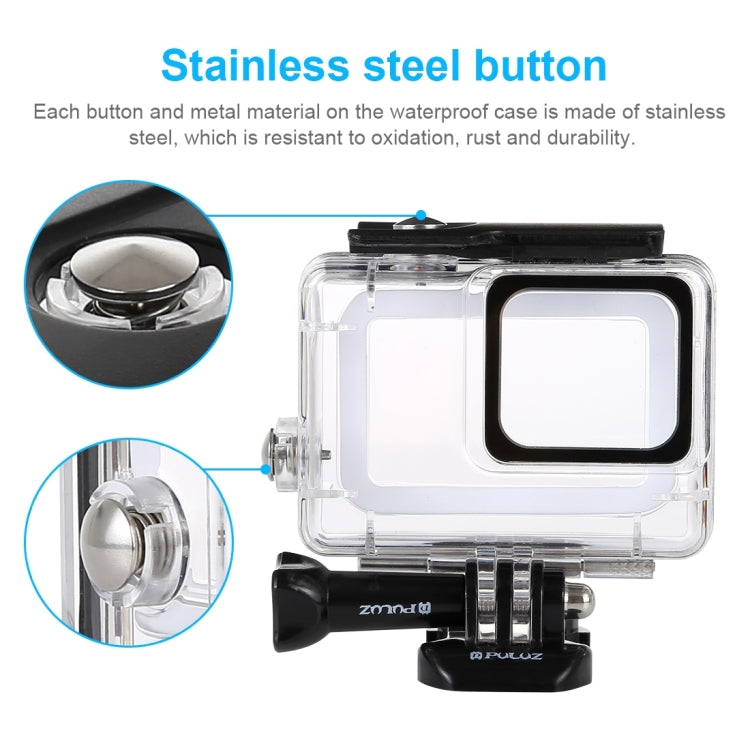PULUZ 45m Underwater Waterproof Housing Diving Case for GoPro HERO7 Silver / HERO7 White, with Buckle Basic Mount & Screw, For HERO7