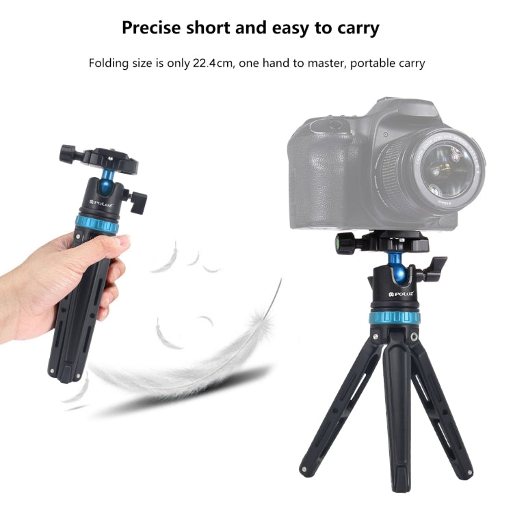 PULUZ Pocket Mini Adjustable Metal Desktop Tripod Mount with 360 Degree Ball Head for DSLR & Digital Cameras, Adjustable Height: 11-20.2cm, Tripod with Head(L)