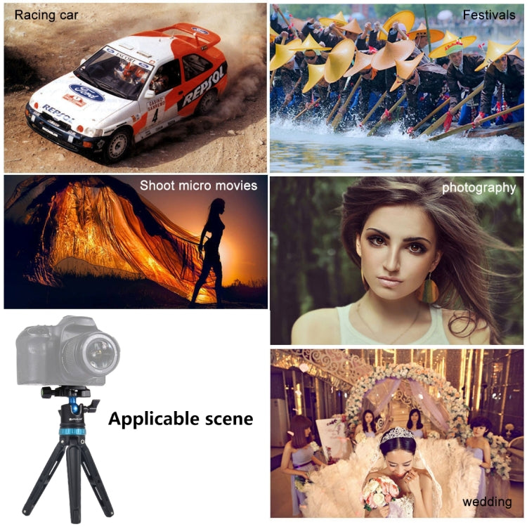 PULUZ Pocket Mini Adjustable Metal Desktop Tripod Mount with 360 Degree Ball Head for DSLR & Digital Cameras, Adjustable Height: 11-20.2cm, Tripod with Head(L)