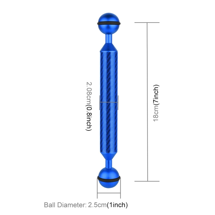 PULUZ  7 inch 18cm Length 20.8mm Diameter Dual Balls Carbon Fiber Floating Arm, Ball Diameter: 25mm, 7 inch Blue