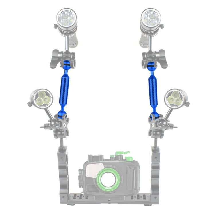 PULUZ  7 inch 18cm Length 20.8mm Diameter Dual Balls Carbon Fiber Floating Arm, Ball Diameter: 25mm, 7 inch Blue