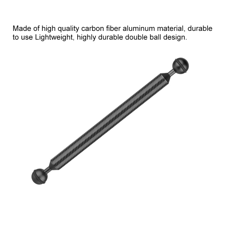 PULUZ 11 inch 28cm Length 20.8mm Diameter Dual Balls Carbon Fiber Floating Arm, Ball Diameter: 25mm, 11 inch Black