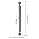 PULUZ  12 inch 30.4cm Length 20.8mm Diameter Dual Balls Carbon Fiber Floating Arm, Ball Diameter: 25mm, 12 inch Black