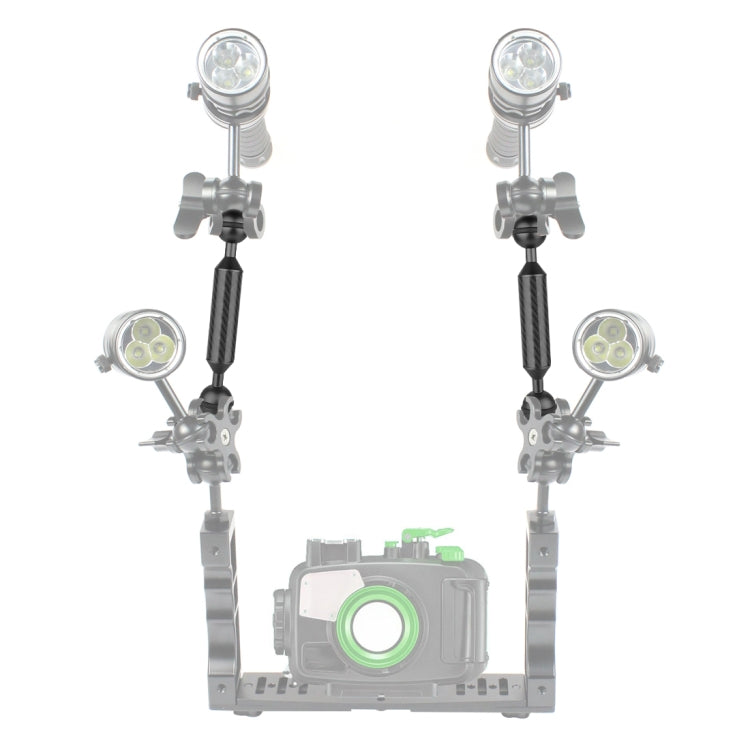 PULUZ  12 inch 30.4cm Length 20.8mm Diameter Dual Balls Carbon Fiber Floating Arm, Ball Diameter: 25mm, 12 inch Black