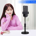 PULUZ Round Base Desktop Holder Mount with Phone Clamp, Adjustable Height: 15.5cm-25.5cm, Desktop Mount