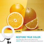 PULUZ 4.7 inch 12cm Curved Surface USB 10 Modes 8 Colors RGBW Dimmable LED Ring Vlogging Photography Video Lights with Tripod Ball Head, 4.7 inch RGBW