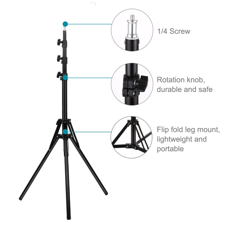 PULUZ Reverse Foldable 4 Sections 1.8m Height Tripod Mount Holder for Vlogging Video Light  Live Broadcast Kits, 2m