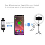 PULUZ 10.2 inch 26cm Curved Surface USB RGBW Dimmable LED Ring Vlogging Photography Video Lights with Tripod Ball Head & Remote Control & Phone Clamp, 10.2 inch RGBW
