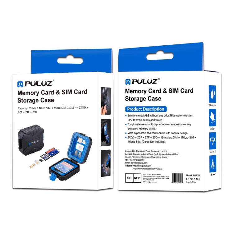 PULUZ 11 in 1 Memory Card Case for 3SIM + 2XQD + 2CF + 2TF + 2SD Card, 11 in 1