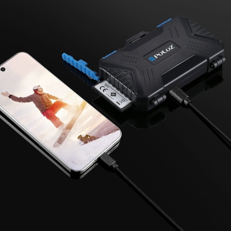 PULUZ Kartenleser + 22-in-1-Speicherkartenetui für 1 Standard-SIM + 2 Micro-SIM + 2 Nano-SIM + 3 CF + 7 SD + 6 TF + 1 Kartensteckdose, 22 in 1 + Kartenleser