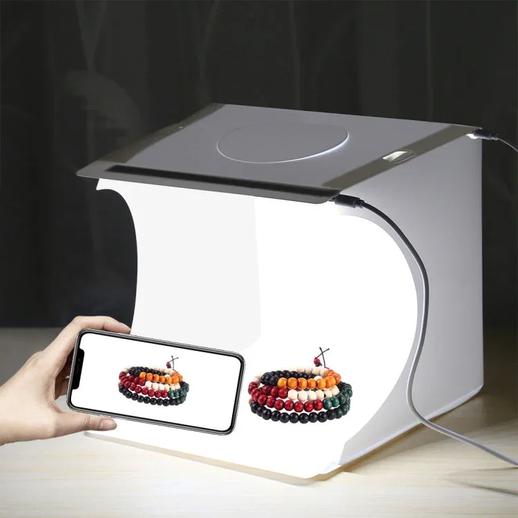 PULUZ 20cm Include 2 LED Panels Folding Portable 1100LM Light Photo Lighting Studio Shooting Tent Box Kit with 6 Colors Backdrops (Black, White, Yellow, Red, Green, Blue), Unfold Size: 24cm x 23cm x 23cm, 20cm(2 LED/RU), 20cm(2 LED)
