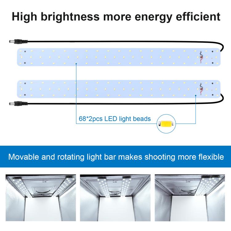 PULUZ Photo Studio Light Box Portable 60 x 60 x 60 cm Light Tent LED 5500K White Light Dimmable Mini 36W Photography Studio Tent Kit with 6 Removable Backdrops (Black Orange White Green Blue Red), 60cm Box(US), 60cm Box(UK), 60cm Box(EU), 60cm Box(AU)