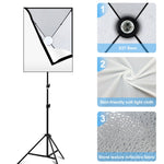 PULUZ 50x70cm Studio Softbox + 2m Tripod Mount + Single E27 30W 5700K White Light LED Bulb Photography Kit, Single Bulb EU Plug, Single Bulb US Plug