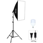 PULUZ 50x70cm Studio Softbox + 2m Tripod Mount + Single E27 30W 5700K White Light LED Bulb Photography Kit, Single Bulb EU Plug, Single Bulb US Plug