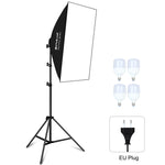 PULUZ 50x70cm Studio Softbox + 2m Tripod Mount + 4 x E27 20W 5700K White Light LED Light Bulb Photography Lighting Kit, 4 x Bulb EU Plug, 4 x Bulb US Plug