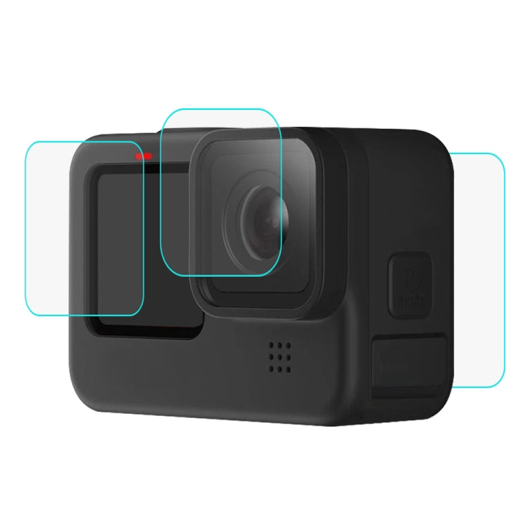 PULUZ for GoPro HERO12 Black /11 Black /10 Black /9 Black Lens + LCD Display 9H 2.5D Tempered Glass Film, For GoPro HERO9 Black