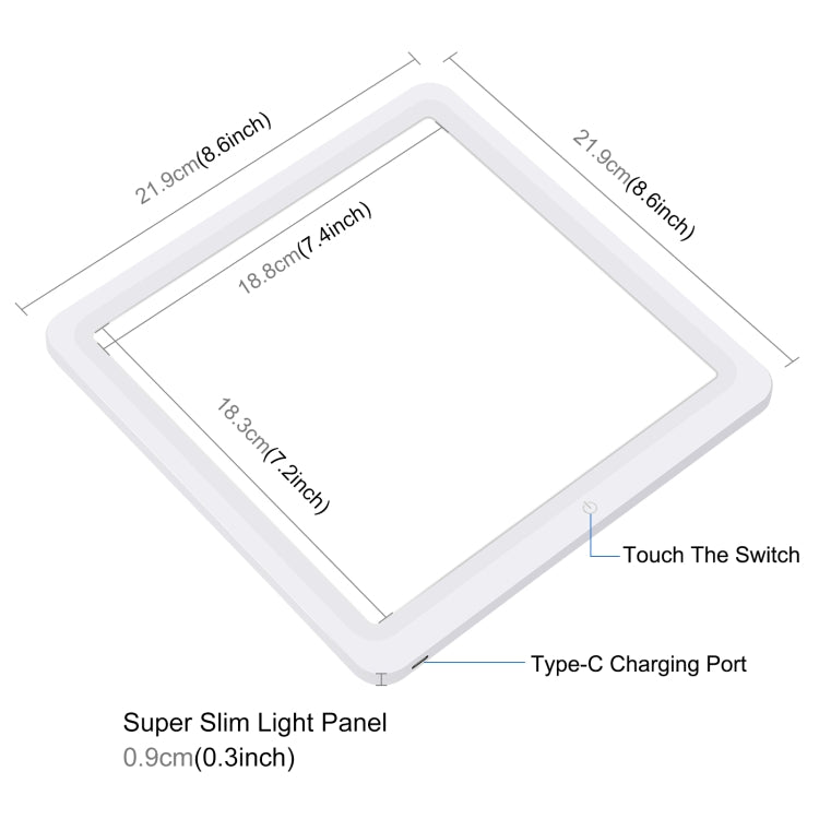 PULUZ Mini LED Photography Shadowless Light Lamp Panel Pad + Studio Shooting Tent Box, Acrylic Material, 20cm x 20cm Effective Area, 20cm(2 LED) + Shadowless Light