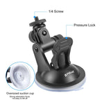 PULUZ Car Suction Cup Mount with Screw & Tripod Mount Adapter & Storage Bag for GoPro, Insta360, DJI and Other Action Cameras, Sucker Mount