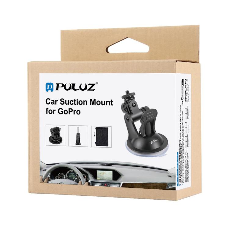 PULUZ Car Suction Cup Mount with Screw & Tripod Mount Adapter & Storage Bag for GoPro, Insta360, DJI and Other Action Cameras, Sucker Mount