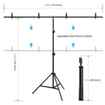 PULUZ 2x2m T-Shape Photo Studio Background Support Stand Backdrop Crossbar Bracket Kit with Clips, 2 x 2m Bracket Kit