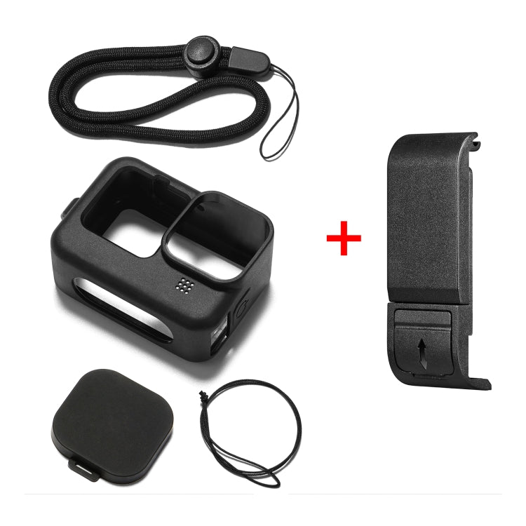 PULUZ Silikon-Schutzhülle + POM-Seitenabdeckung mit Handschlaufe und Objektivabdeckung für GoPro HERO12 Black /11 Black /10 Black /9 Black, passend für GoPro HERO12 Black (Silikonhülle + Seitenabdeckung)