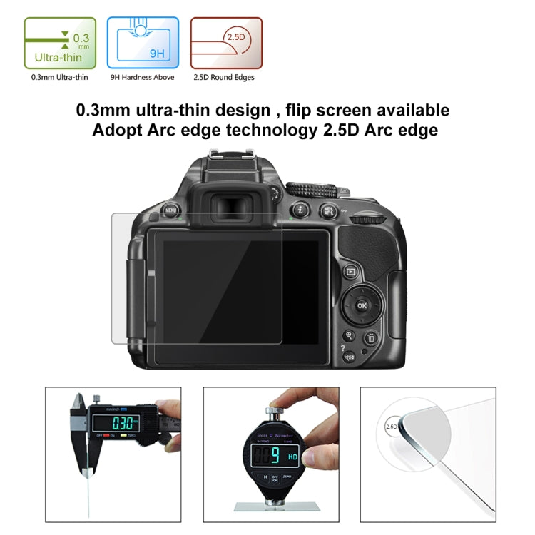PULUZ 2.5D 9H Tempered Glass Film for Nikon D5300, Compatible with Nikon D5300 / D5500 / D5600, Pentax K-1 / K-1 Mark II, For Nikon D5300
