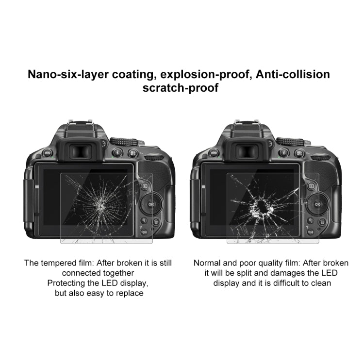 PULUZ 2.5D 9H Tempered Glass Film for Nikon D5300, Compatible with Nikon D5300 / D5500 / D5600, Pentax K-1 / K-1 Mark II, For Nikon D5300