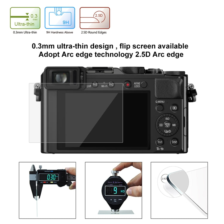 PULUZ 2.5D 9H Tempered Glass Film for Panasonic DMC-LX100, Compatible with Panasonic TX1 / TX2 / LX100II / LX100 / GF2 / GF3 / GF5 / GF6 / WEA / GM1 / FL1GK / GX7 / GF9  / GF8  / GF7 / GM1S / TZ70 / TZ90 / TZ85 / FZ85 / TZ57, FUJIFILM A1/ A2 / XM1/ X30...