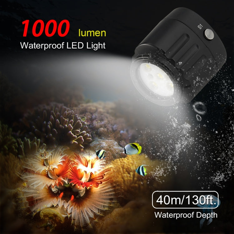 Éclairage LED sous-marin PULUZ 40 m, 1000 lm, 3,7 V/1100 mAh, pour la photographie de plongée avec GoPro, Insta360, DJI et autres caméras d'action.