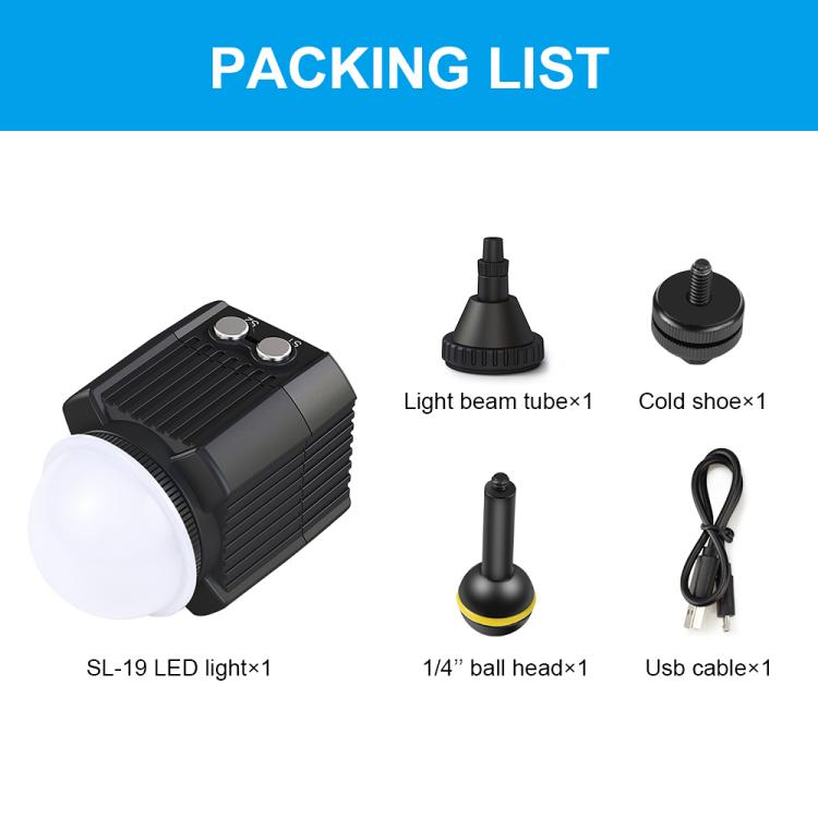 Éclairage LED sous-marin PULUZ 60 m pour la photographie, 7,4 V/1100 mAh, compatible avec GoPro, Insta360, DJI et autres caméras d'action.