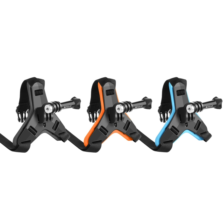 PULUZ Motorcycle Helmet Chin Strap Mount for GoPro, DJI Osmo Action and Other Action Cameras, Helmet Chin Strap (Black), Helmet Chin Strap (Blue), Helmet Chin Strap (Orange)
