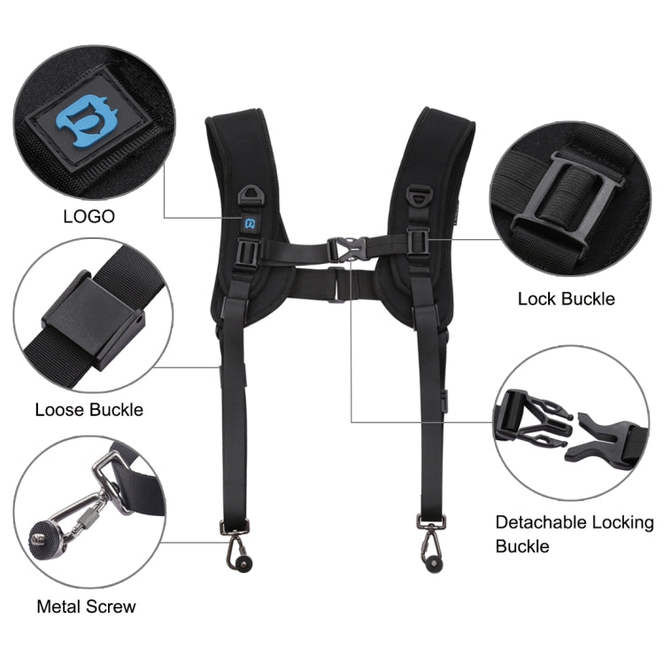 PULUZ Quick Release Double Shoulder Harness Soft Pad Decompression Foam Strap Belt for DSLR Digital Cameras, Double Shoulder