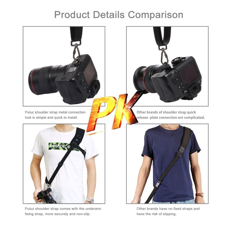 PULUZ Quick Release Anti-Slip Soft Pad Nylon Breathable Curved Camera Strap with Metal Hook for SLR / DSLR Cameras, Curved Strap