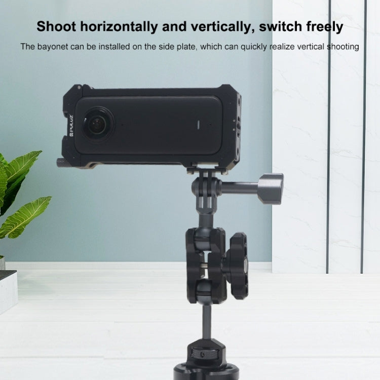 For Insta360 X3 PULUZ Metal Protective Cage Rig Housing Frame with Expand Cold Shoe Base & Tripod Adapter, Metal Cage US Stock, For Insta360 X3