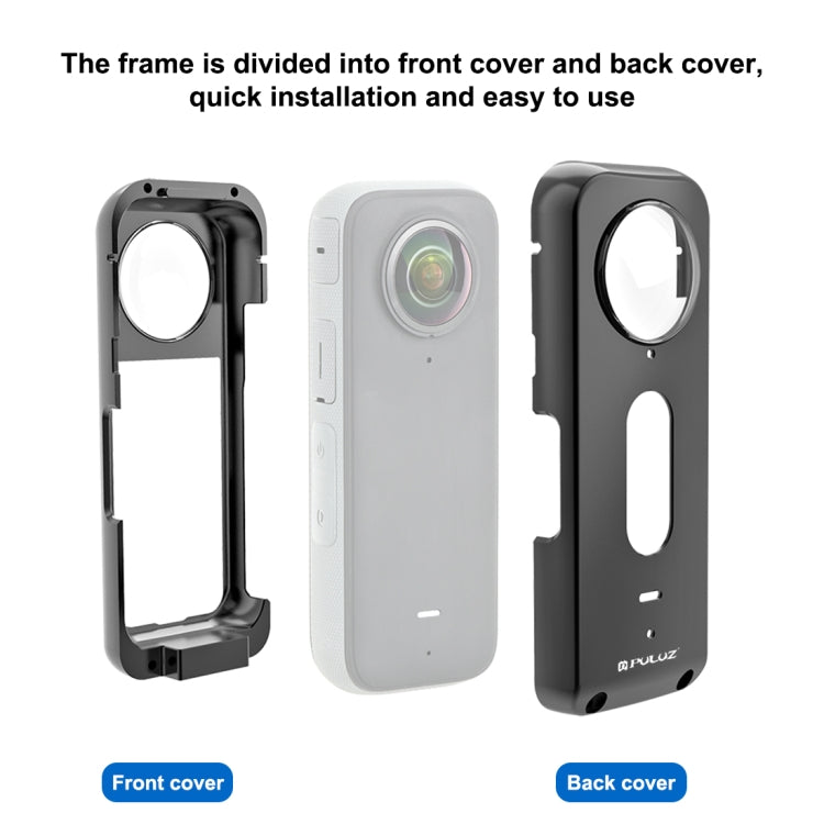 For Insta360 X3 PULUZ Metal Protective Cage Rig Housing Frame with Lens Protector, Metal Frame with Lens Protector