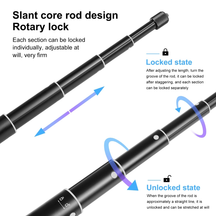 PULUZ 73.5cm Metal Selfie Stick Monopod with Invisible Adapter Base & Screw for Insta360 One RS / X2 / X3 / DJI Osmo 360, 70cm Monopod