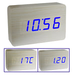 3 in 1 Wooden Clock (Alternately display time, month & date and temperature), White, 3 in 1 Wooden Clock