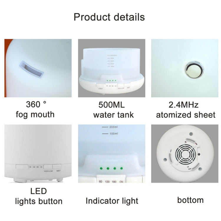 Ultrasonic Aroma Diffuser with Colorful LED Lights (US Plug), FU-168