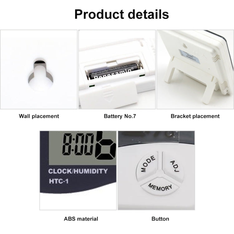 3.8 inch LCD Digital Temperature & Humidity Meter with Clock / Calendar (HTC-1), HTC-1
